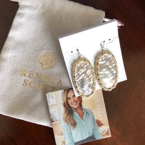 KENDRA SCOTT Gold Drop Earrings w/Light Abalone